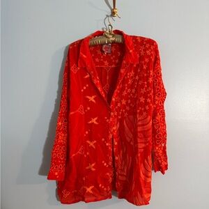 “Johnny was” tunic blouse orange with embroidery detail measurements added